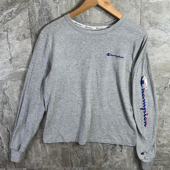 Champion Other - Champion grey long sleeve shirt with logo Size M #champion